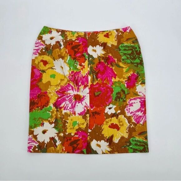 TALBOTS Skirt Floral Cotton Size 8 petite New - Picture 2 of 6